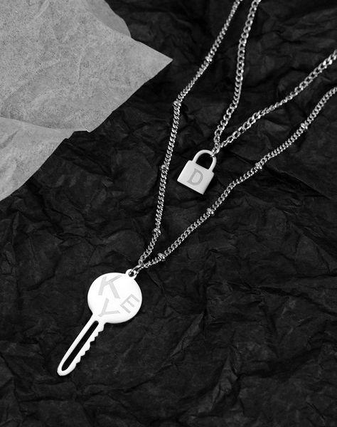 2 in 1 fashion stylish designer stainless steel multi layer lock key pendant necklace for women men girls students with chain, Silver
2 in 1 fashion stylish designer stainless steel multi layer lock key pendant necklace for women men girls students with chain, Silver