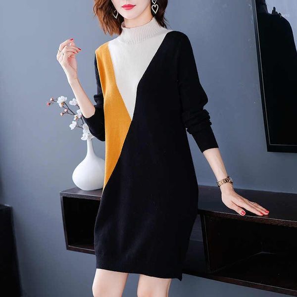 women new 2020 spring autumn loose knitted sweater dress fashion female casual dresses half turtleneck long sleeve vestidos g7171, Black;gray
women new 2020 spring autumn loose knitted sweater dress fashion female casual dresses half turtleneck long sleeve vestidos g7171, Black;gray