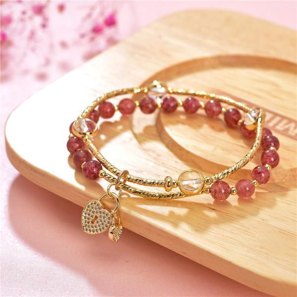 link, chain arrivals 2row link bracelets 6mm strawberry crystal stone strand bangle yoga jewelry lady's birthday gift 7.5inch y978, Black
link, chain arrivals 2row link bracelets 6mm strawberry crystal stone strand bangle yoga jewelry lady's birthday gift 7.5inch y978, Black