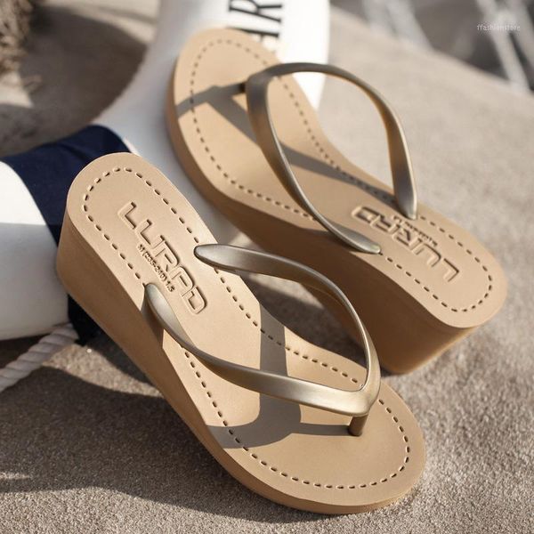 slippers 2021 simple high-heeled flip-flops women's summer non-slip slope with thick bottom beach sandals and muffin han trend1, Black
slippers 2021 simple high-heeled flip-flops women's summer non-slip slope with thick bottom beach sandals and muffin han trend1, Black
