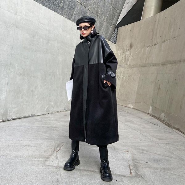 women's wool & blends fit black loose pu leather big size long woolen coat parkas sleeve women fashion tide autumn winter 2021 1dd2260
women's wool & blends fit black loose pu leather big size long woolen coat parkas sleeve women fashion tide autumn winter 2021 1dd2260