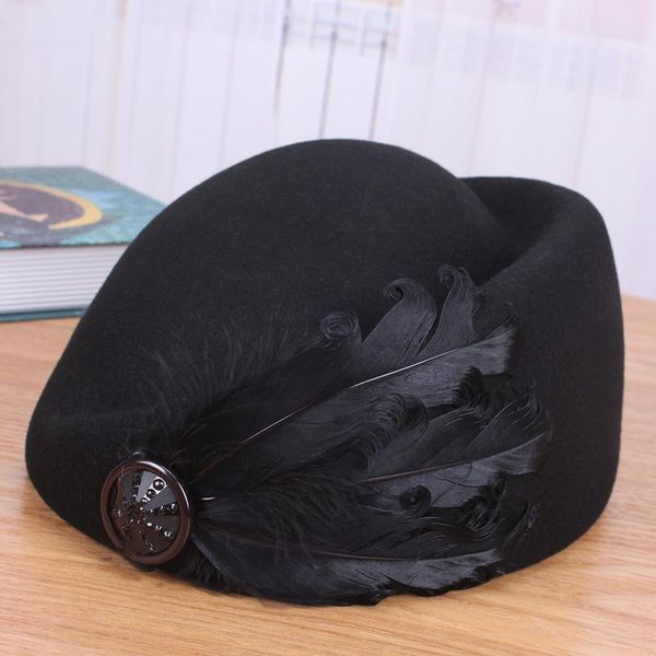 retro european american feather beret, autumn season and winter girls versatile party hat, british woolen stewardess hat, Blue;gray
retro european american feather beret, autumn season and winter girls versatile party hat, british woolen stewardess hat, Blue;gray