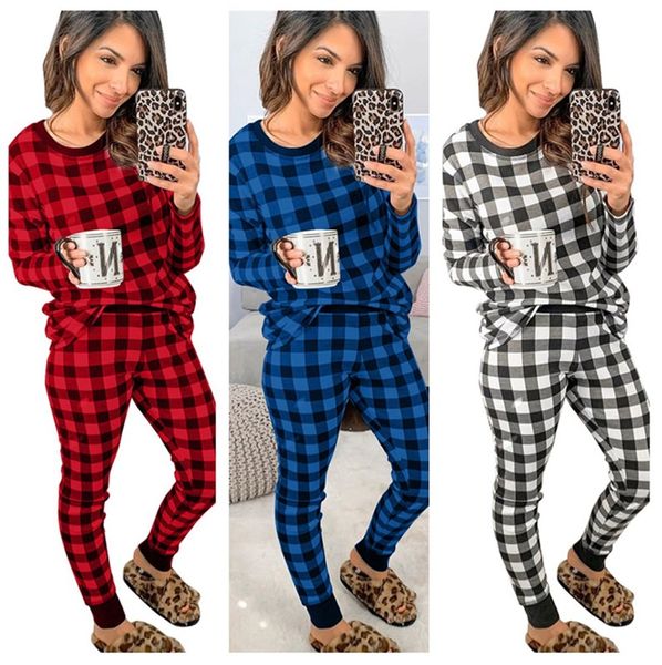 plus size women designer pajamas simple classic plaid home wear autumn winter long-sleeved pullover trousers two pieces outfits e112304, White
plus size women designer pajamas simple classic plaid home wear autumn winter long-sleeved pullover trousers two pieces outfits e112304, White