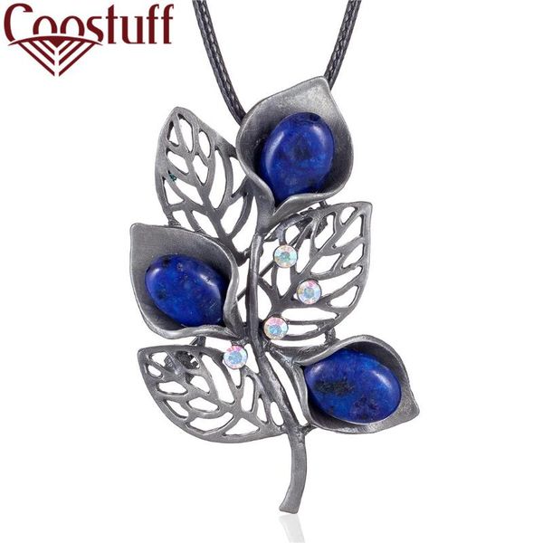 vintage plant jewelry long necklace for women leaf pendants blue stone beads black rope chain jewellery suspension choker 2020, Silver
vintage plant jewelry long necklace for women leaf pendants blue stone beads black rope chain jewellery suspension choker 2020, Silver