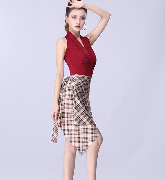 plaid latin dance dress red black irregular skirt cha cha rumba samba tango dresses for dancing practice performance dancewear, Black;red
plaid latin dance dress red black irregular skirt cha cha rumba samba tango dresses for dancing practice performance dancewear, Black;red