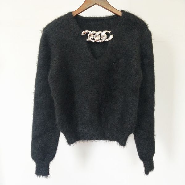 2021 new fall young fairy fashion design chain metal decoration neck imitation sable wool sweater qvh2, White;black
2021 new fall young fairy fashion design chain metal decoration neck imitation sable wool sweater qvh2, White;black