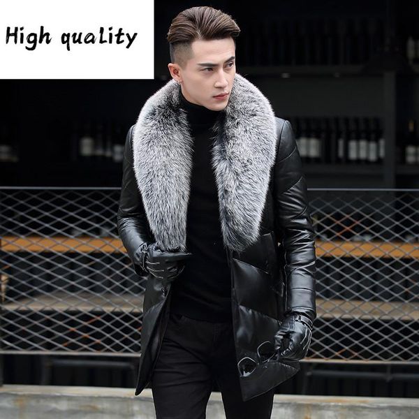winter leather genuine duck down jacket men real fur collar parka mens p-13-17199-1 my821, Black
winter leather genuine duck down jacket men real fur collar parka mens p-13-17199-1 my821, Black