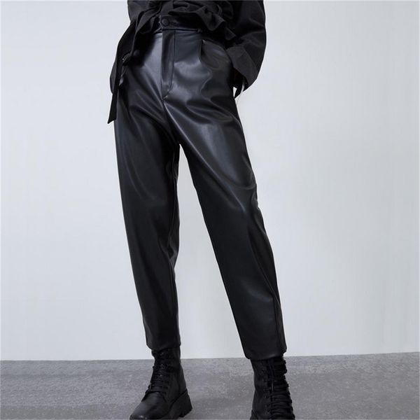 2020 new fashion autumn winter women high waist black faux leather pants lady pu loose pencil trousers elegant pocket streetwear lj200820, Black;white
2020 new fashion autumn winter women high waist black faux leather pants lady pu loose pencil trousers elegant pocket streetwear lj200820, Black;white