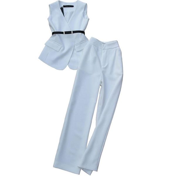 spring and autumn new korean fashion suit temperament short waistcoat high waist wide leg trousers 2-piece high quality, White
spring and autumn new korean fashion suit temperament short waistcoat high waist wide leg trousers 2-piece high quality, White