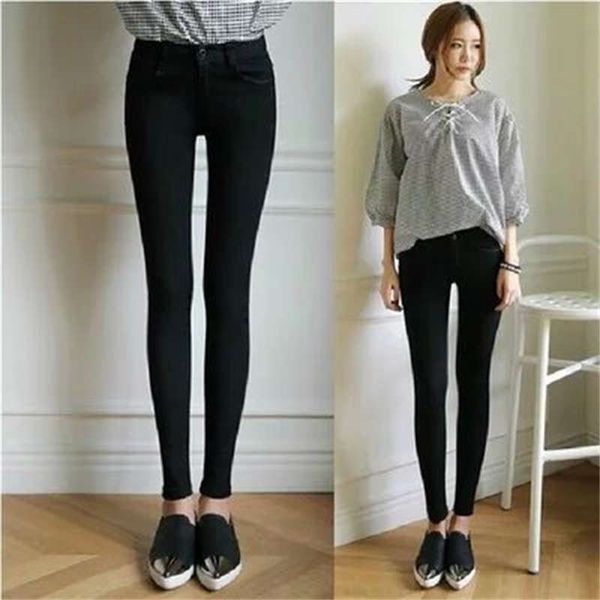 new medium high waist solid color jeans women's show thin pencil korean slim straight leg pants, Blue
new medium high waist solid color jeans women's show thin pencil korean slim straight leg pants, Blue