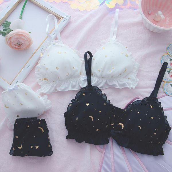 moon star starry star girl heart japanese small chest underwear suit lovely lace gilding metal soft girl student bra c1212, Black;white
moon star starry star girl heart japanese small chest underwear suit lovely lace gilding metal soft girl student bra c1212, Black;white