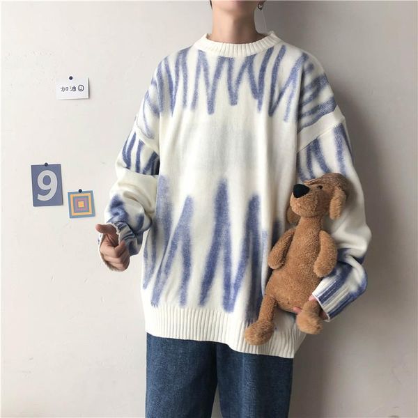 men korean fashions sweaters pullovers 2021 mens streetwear fashions oversized knitted sweater autumn oversized, White;black
men korean fashions sweaters pullovers 2021 mens streetwear fashions oversized knitted sweater autumn oversized, White;black
