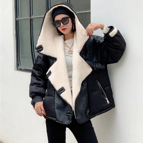 women's fur & faux 2021 winter down jacket thick real sheepskin leather and sheep coat casaco feminino, Black
women's fur & faux 2021 winter down jacket thick real sheepskin leather and sheep coat casaco feminino, Black
