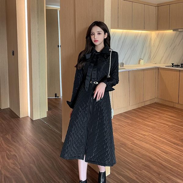 casual dresses 2021 bowknot lace up waist dress women's middle and long cotton winter, Black;gray
casual dresses 2021 bowknot lace up waist dress women's middle and long cotton winter, Black;gray