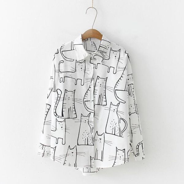 2021 fashion pretty cotton cat print casual loose ladies blotter female turn down collar long sleeve shirt p2239 pcxm, White
2021 fashion pretty cotton cat print casual loose ladies blotter female turn down collar long sleeve shirt p2239 pcxm, White