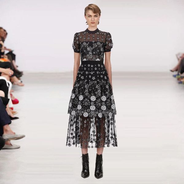 130 2021 spring a line short sleeve prom fashion crew neck embroidery sequins flora print mid calf brand same style as, Black
130 2021 spring a line short sleeve prom fashion crew neck embroidery sequins flora print mid calf brand same style as, Black