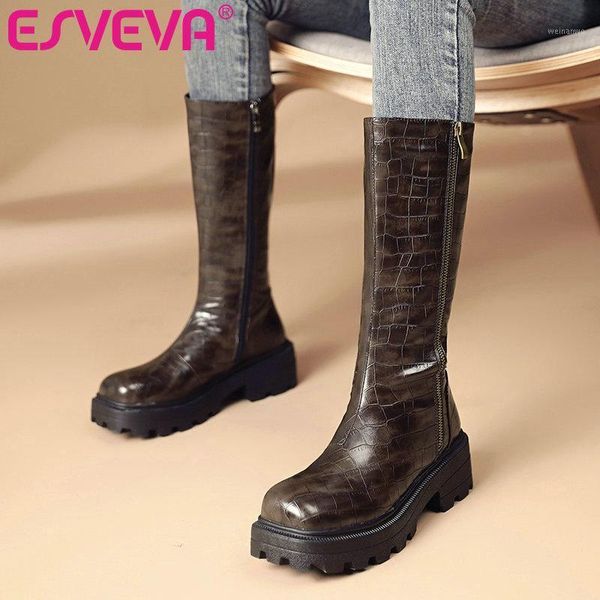 esveva 2021 western zipper square med heel pu leather knee high boots platform round toe black women boots shoes size 34-431
esveva 2021 western zipper square med heel pu leather knee high boots platform round toe black women boots shoes size 34-431