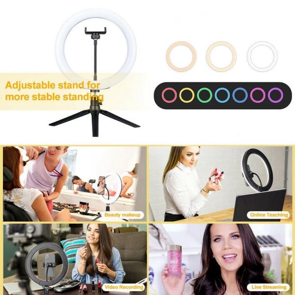 26cm rgb beauty fill lights led ring light lamp with tripod stand dimmable kit rim of light for phone makeup 16 adjustable color
26cm rgb beauty fill lights led ring light lamp with tripod stand dimmable kit rim of light for phone makeup 16 adjustable color