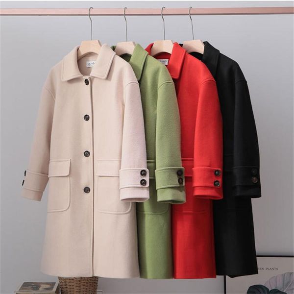 women's wool & blends cashmere woolen coat women mid-length 2021 autumn winter fashion loose slim waist thick trend 129, Black
women's wool & blends cashmere woolen coat women mid-length 2021 autumn winter fashion loose slim waist thick trend 129, Black