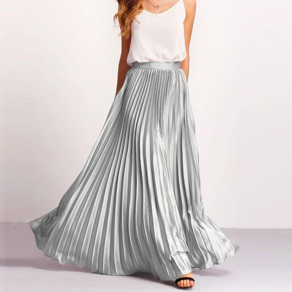 fashion 2018 silver pleated long satin skirts women zipper style floor length female skirt zipper 2018 faldas mujer moda, Black
fashion 2018 silver pleated long satin skirts women zipper style floor length female skirt zipper 2018 faldas mujer moda, Black
