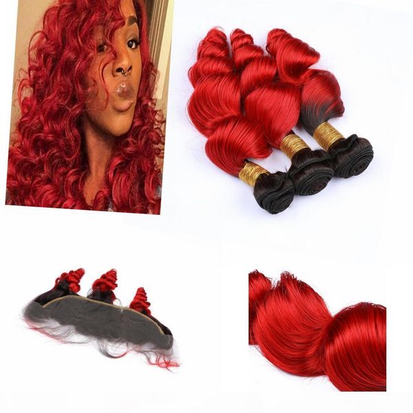 ombre malaysian human hair 3 bundles and closure 13" * 4" dark root #1b #red loose wave hair bundles ombre closure, Black;brown
ombre malaysian human hair 3 bundles and closure 13" * 4" dark root #1b #red loose wave hair bundles ombre closure, Black;brown