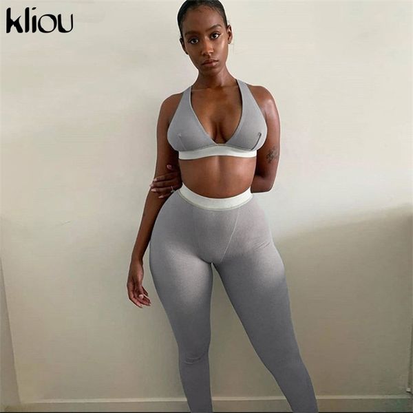 kliou fitness sporty women tracksuit sleeveless v-enck tank stretchy leggings ribbed bra two piece set solid streetwear outfits 201104, Gray
kliou fitness sporty women tracksuit sleeveless v-enck tank stretchy leggings ribbed bra two piece set solid streetwear outfits 201104, Gray