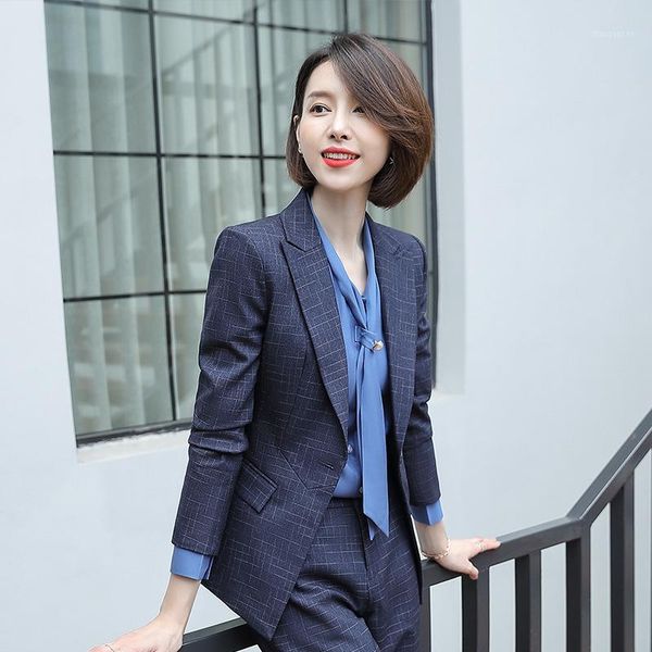 new black grey plaid female elegant womens pants suits office ladies work wear business formal suits1, White