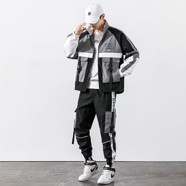 men sets hip hop trousers+jacket suits fashion high street tees summer streetwear joggers trousers set fashion men's sportswear 201118, Gray
men sets hip hop trousers+jacket suits fashion high street tees summer streetwear joggers trousers set fashion men's sportswear 201118, Gray