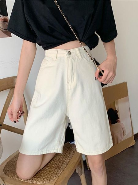 women's shorts denim solid straight stylish clothes women summer high waist girl simple all-match elegant, White;black
women's shorts denim solid straight stylish clothes women summer high waist girl simple all-match elegant, White;black