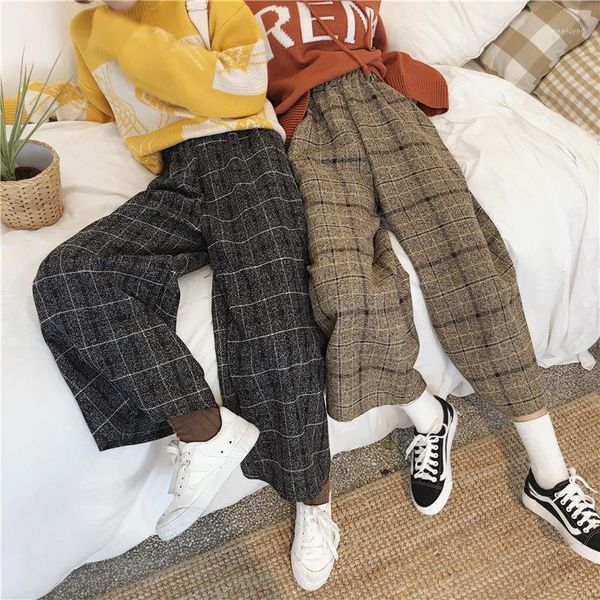 harajuku plaid pants women vintage lace up ankle-length high waist pants 2020 autumn winter wide leg trousers 130261, Black;white
harajuku plaid pants women vintage lace up ankle-length high waist pants 2020 autumn winter wide leg trousers 130261, Black;white