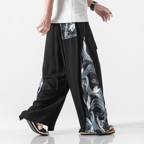 men's pants prowow cotton linen wide leg chinese style patchwork vintage man leisure trousers 2021 summer harem fashion, Black
men's pants prowow cotton linen wide leg chinese style patchwork vintage man leisure trousers 2021 summer harem fashion, Black