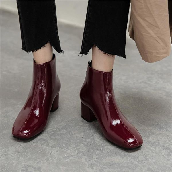 YMECHIC 2020 New Arrival Faux Patent Leather Short Women Winter Boots Black Wine Red Square Toe Block High Heels Shoe Ankle Boot
YMECHIC 2020 New Arrival Faux Patent Leather Short Women Winter Boots Black Wine Red Square Toe Block High Heels Shoe Ankle Boot