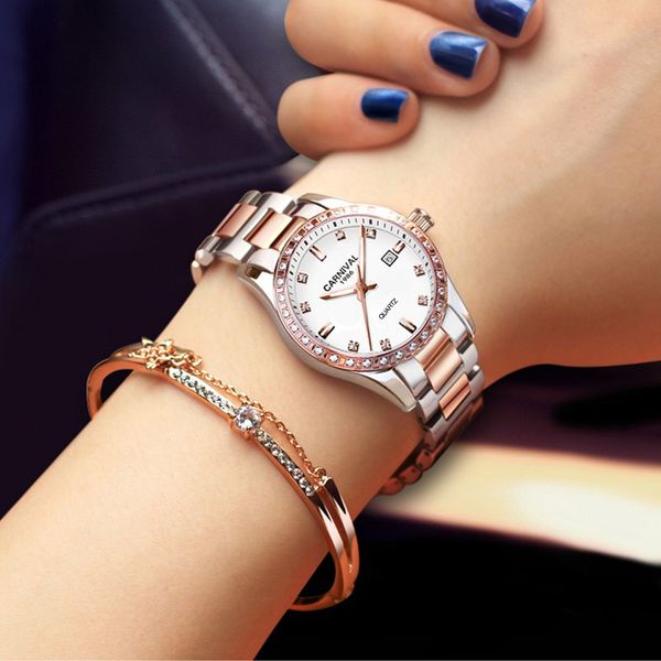carnival women bracelet watch 2018 new fashion waterproof calendar luminous automatic self-wind rose gold watch bayan kol saati t200420, Slivery;brown
carnival women bracelet watch 2018 new fashion waterproof calendar luminous automatic self-wind rose gold watch bayan kol saati t200420, Slivery;brown