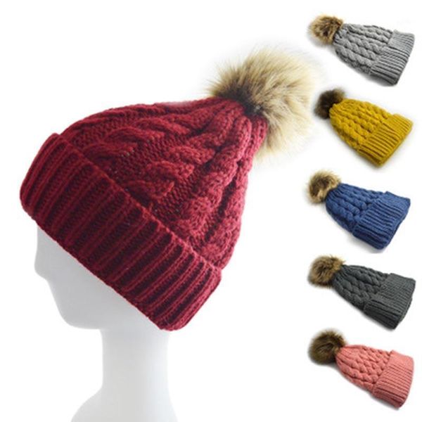 beanies spring twist braided hat autumn and winter raccoon fur ball cap fashion knitted female accessories wool l261 
beanies spring twist braided hat autumn and winter raccoon fur ball cap fashion knitted female accessories wool l261