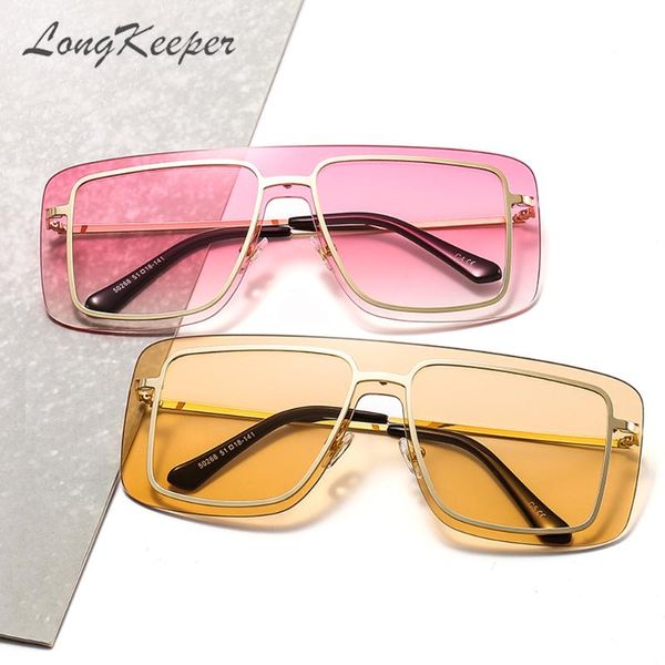 sunglasses longkeeper pink yellow oversized rimless women one piece lens metal female sun glasses uv400 punk style summer, White;black
sunglasses longkeeper pink yellow oversized rimless women one piece lens metal female sun glasses uv400 punk style summer, White;black