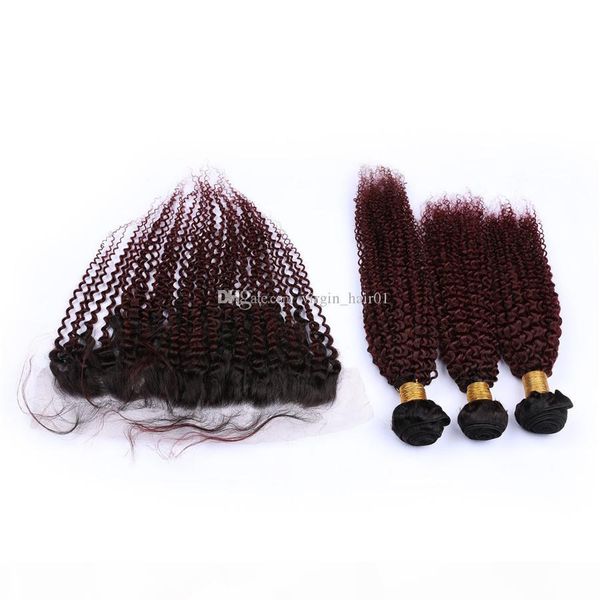 #1b 99j wine red ombre kinky curly 3bundles brazilian human hair wefts with frontal burgundy ombre curly 13x4 lace frontal closure with weft, Black;brown
#1b 99j wine red ombre kinky curly 3bundles brazilian human hair wefts with frontal burgundy ombre curly 13x4 lace frontal closure with weft, Black;brown