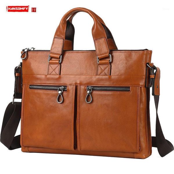 luxury genuine leather 14" men's handbags male large shoulder messenger bag men business briefcase document lapbag schoolbag1
luxury genuine leather 14" men's handbags male large shoulder messenger bag men business briefcase document lapbag schoolbag1