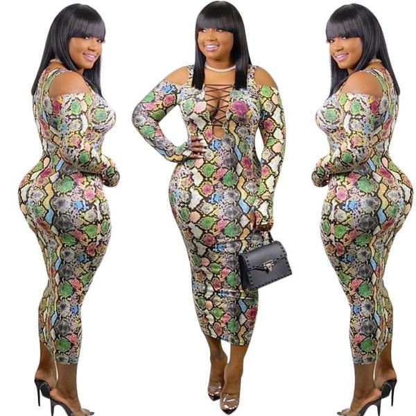 snake printed bodycon dress autumn 4xl plus size dresses for women long sleeve bandage party club dresses, Black;gray 
snake printed bodycon dress autumn 4xl plus size dresses for women long sleeve bandage party club dresses, Black;gray