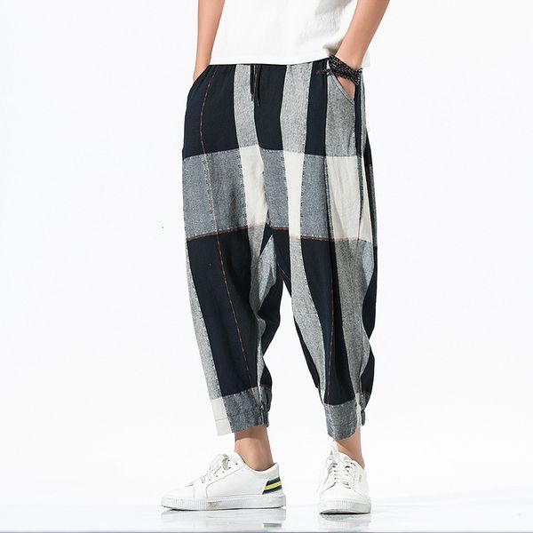 2020 chinese style summer large loose plaid cotton hemp quarter lantern straight casual pants men's, Black
2020 chinese style summer large loose plaid cotton hemp quarter lantern straight casual pants men's, Black