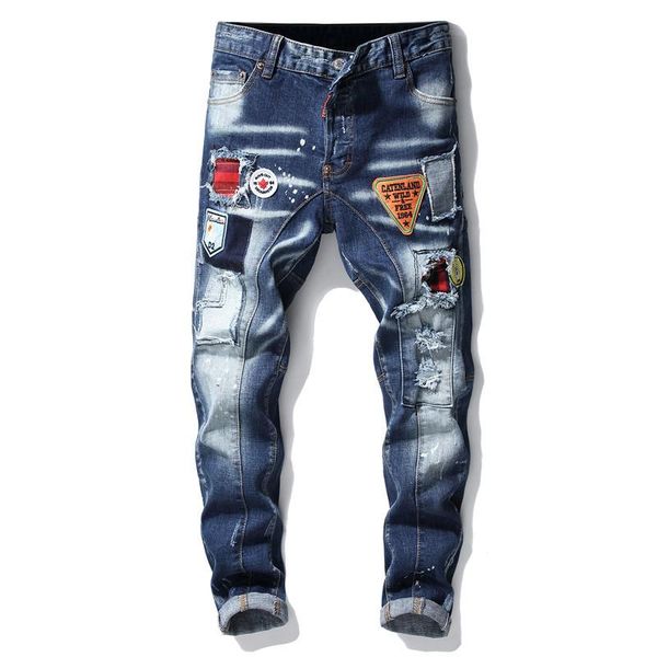 men's jeans europen brand denim trousers pants slim straight gentleman patchwork blue stripe for men 1015
men's jeans europen brand denim trousers pants slim straight gentleman patchwork blue stripe for men 1015