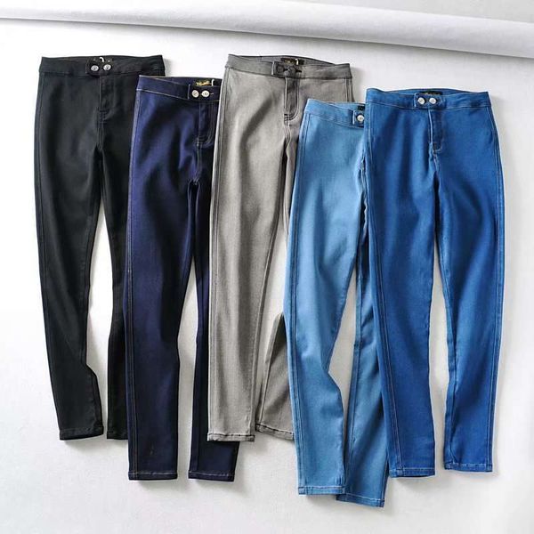 women's clothes show thin 2-button super elastic peach heart pocket jeans tight pencil pants women, Blue 
women's clothes show thin 2-button super elastic peach heart pocket jeans tight pencil pants women, Blue