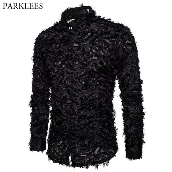 black feather lace shirt men 2020 fashion see through clubwear dress shirts mens event party prom transparent chemise s-3xl lj200925, White;black
black feather lace shirt men 2020 fashion see through clubwear dress shirts mens event party prom transparent chemise s-3xl lj200925, White;black
