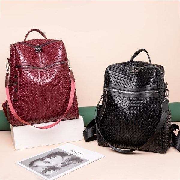 2020fashion backpack women 2020 new large capacity woven pattern pu leather bagpack big ladies leisure travel bag pack
2020fashion backpack women 2020 new large capacity woven pattern pu leather bagpack big ladies leisure travel bag pack