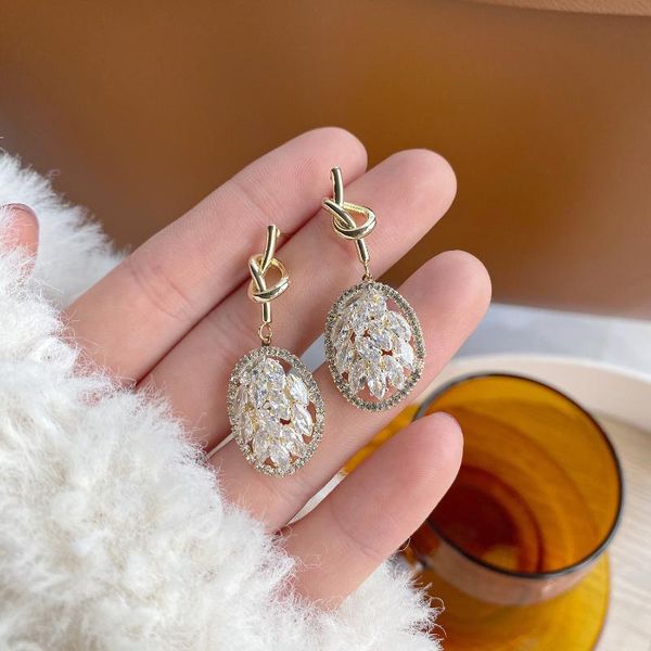 dangle & chandelier fashion jewelry exquisite 14k real gold full zircon earring knot geometric pendant luxury women's wedding party ear, Silver
dangle & chandelier fashion jewelry exquisite 14k real gold full zircon earring knot geometric pendant luxury women's wedding party ear, Silver