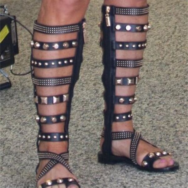 female-style metal rome rivets heels down sandals peep ladies toe zip-knee boots tall gladiator girls shoe clippings mwyl, Black
female-style metal rome rivets heels down sandals peep ladies toe zip-knee boots tall gladiator girls shoe clippings mwyl, Black