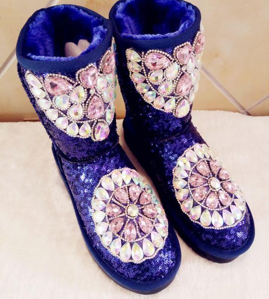 2020 hand-crafted winter diamonds snow on tube female cotton leather sequin boots anti-slip eoml, Black
2020 hand-crafted winter diamonds snow on tube female cotton leather sequin boots anti-slip eoml, Black