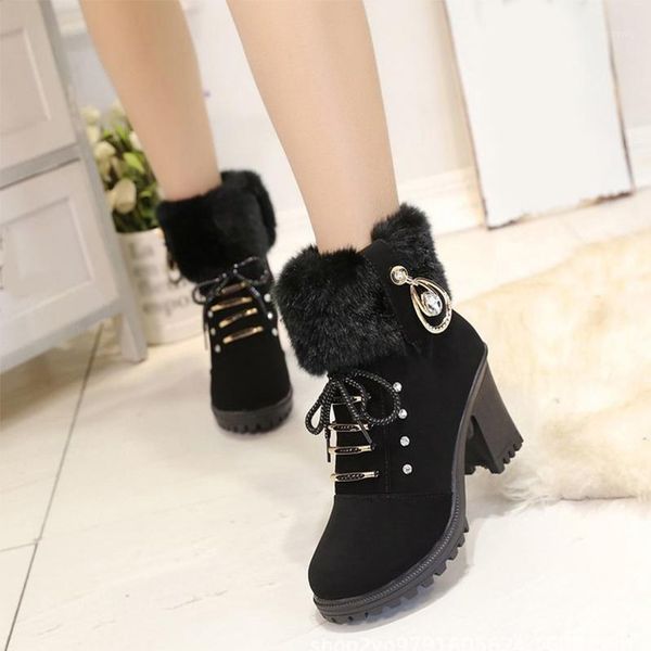 ankle boots women warm plush snow booties winter boot lace up crystal design woman fashion shoes high square heels 8 cm botas1, Black
ankle boots women warm plush snow booties winter boot lace up crystal design woman fashion shoes high square heels 8 cm botas1, Black