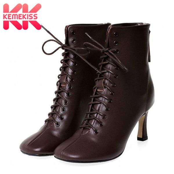 boots kemekiss real leather women ankle fashion square toe winter shoes lacing solid color thin heels footwear size 33-43, Black
boots kemekiss real leather women ankle fashion square toe winter shoes lacing solid color thin heels footwear size 33-43, Black