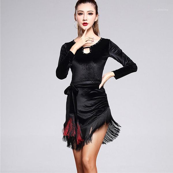 women long-sleeved latin dress girls black velvet fringed latin ballroom tango modern rumba cha cha salsa tassel dance costume1, Black;red
women long-sleeved latin dress girls black velvet fringed latin ballroom tango modern rumba cha cha salsa tassel dance costume1, Black;red