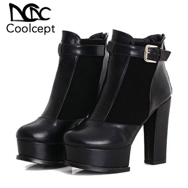 boots coolcept women high heel platform buckle warm shoes winter ankle fashion party thick size 34-39, Black
boots coolcept women high heel platform buckle warm shoes winter ankle fashion party thick size 34-39, Black